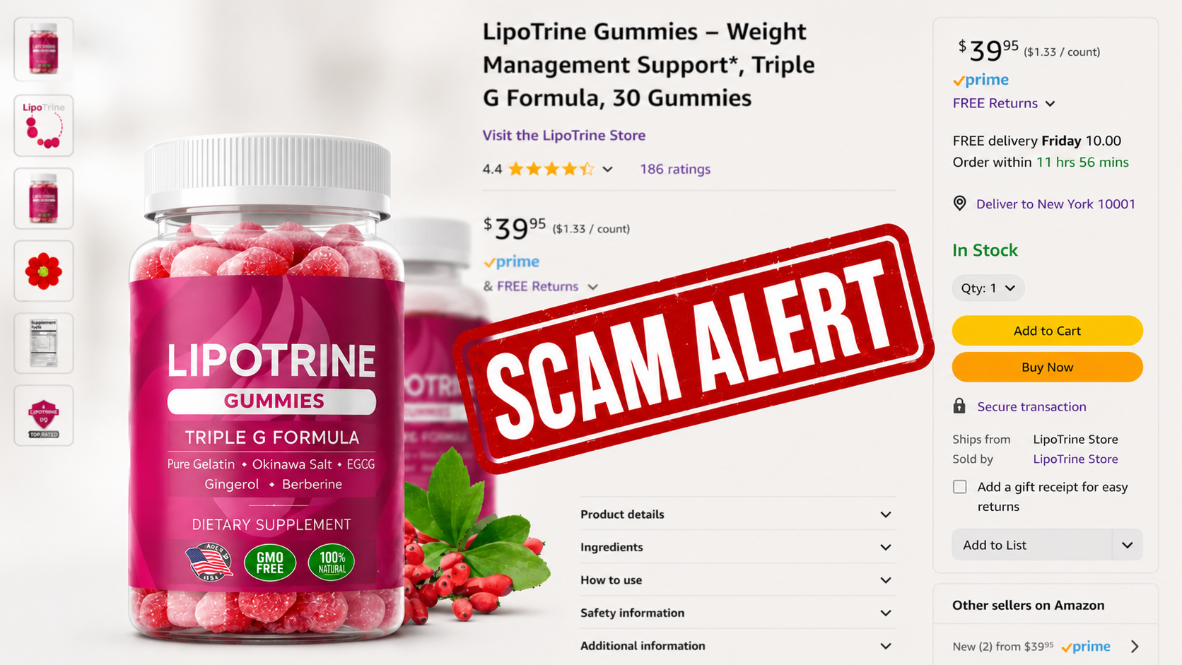 Fake LipoTrine scam alert